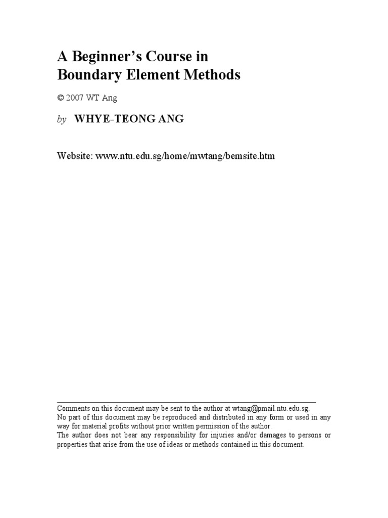 Beginner S Course in Boundary Element Methods PDF | PDF | Boundary ...