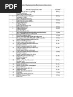 List of Equipments Ec Lab