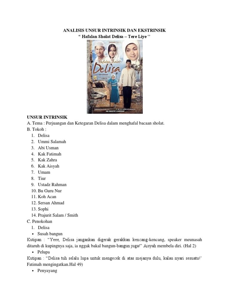 18 Skripsi Unsur Intrinsik Novel