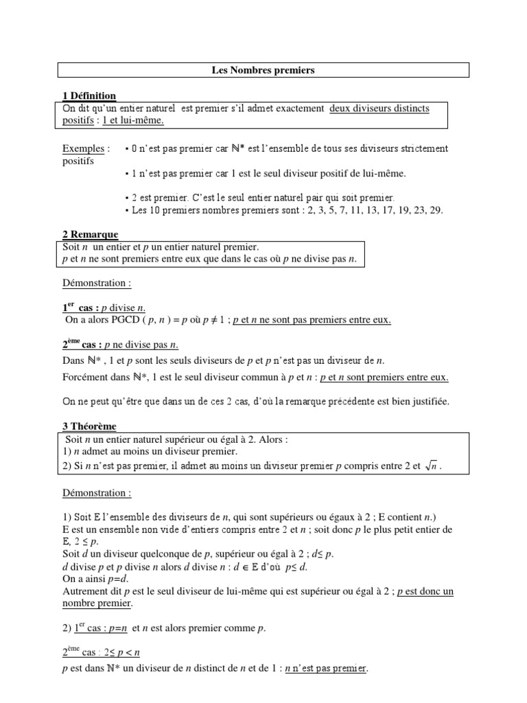 1 Est Il Un Nombre Premier 6 Les Nombres Premiers | PDF | Nombre premier | Entier naturel