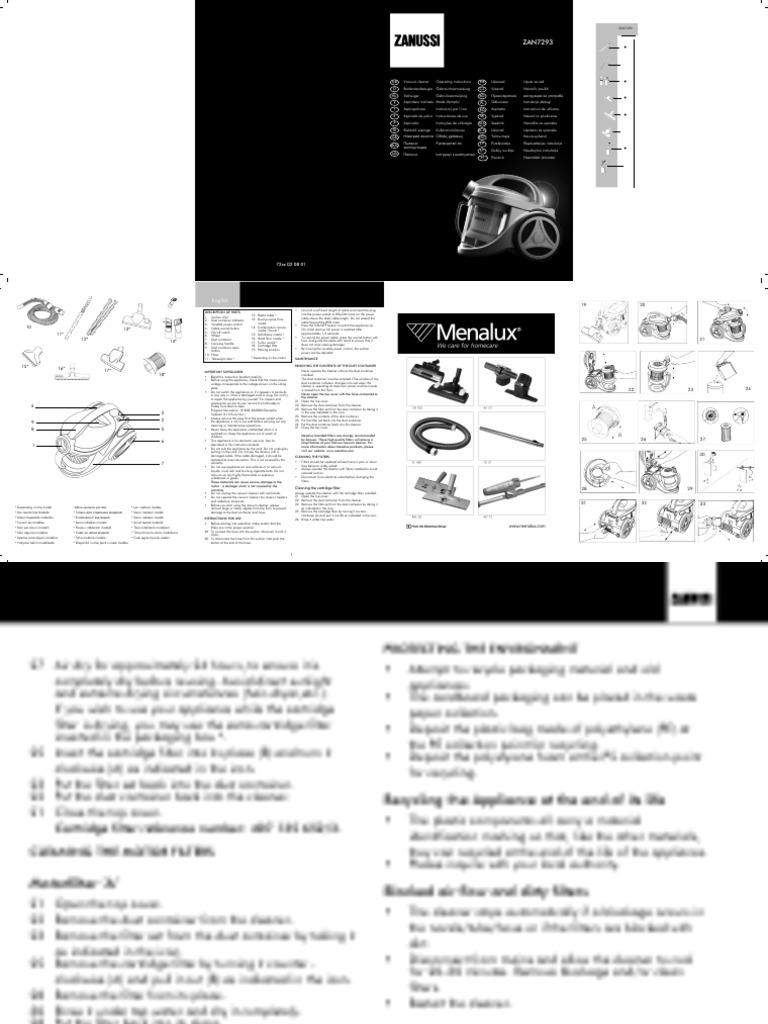 Zanussi ZAN7293 Vacuum Cleaner PDF Computing And Information