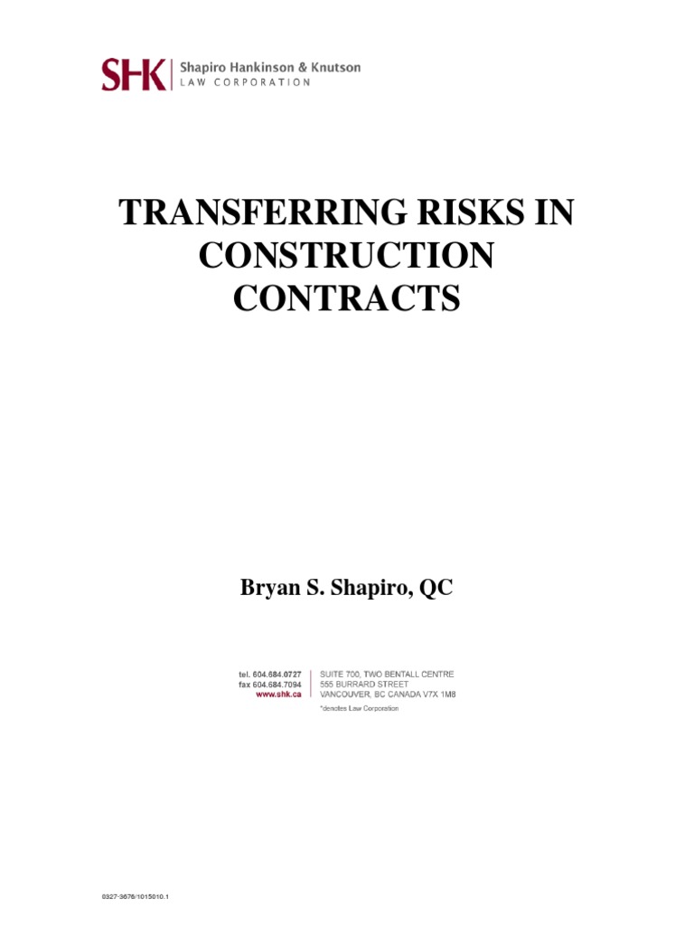 Risk Allocation in Construction Contracts | PDF | Risk Management | Risk