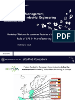 Role of CPS in Manufacturing: Workshop "Platforms For Connected Factories of The Future"