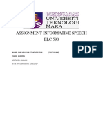 Assignment Informative Speech ELC 590