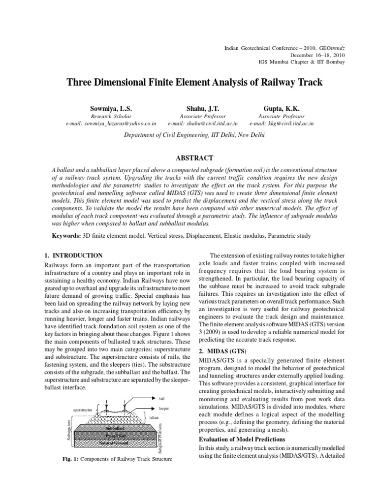 3D FEA of Railway Track Systems | PDF | Track (Rail Transport) | Rail ...