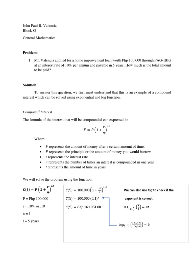 Problem:: Compound Interest | PDF | Compound Interest | Logarithm
