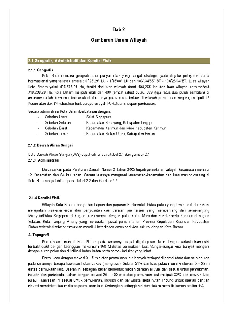 Gambaran Umum Kota Batam | PDF