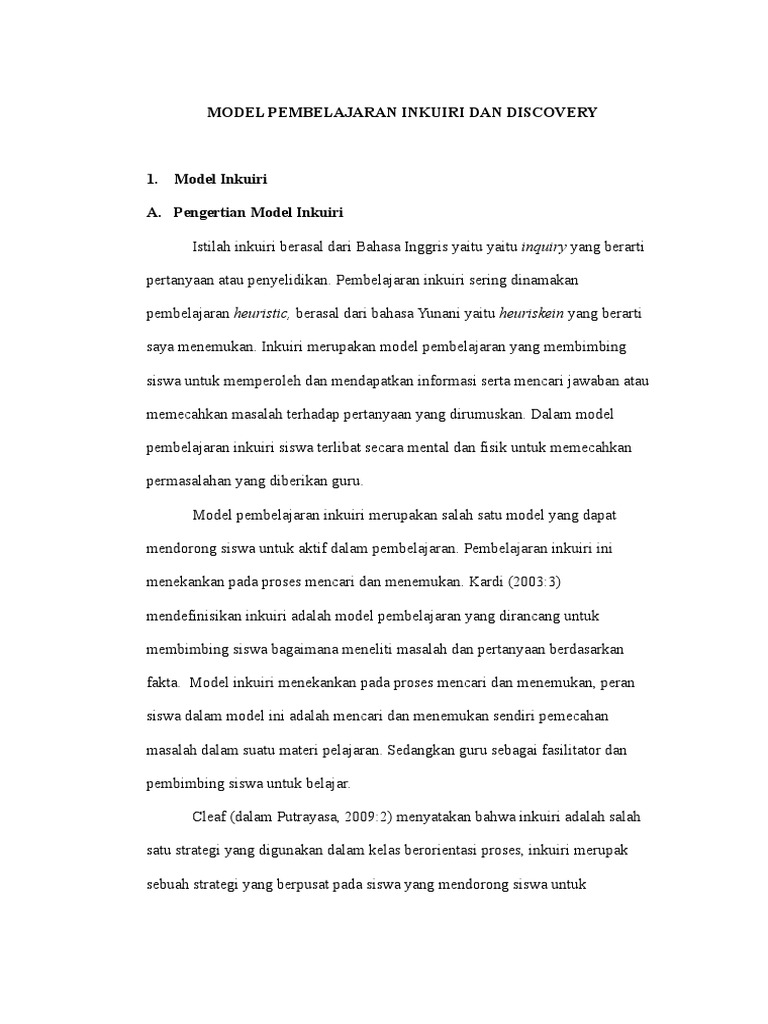 Model Pembelajaran Inkuiri Dan Discovery Pdf