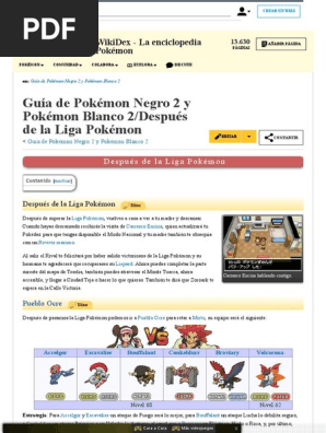 Guía De Pokémon Negro 2 Y Pokémon Blanco 2después De La