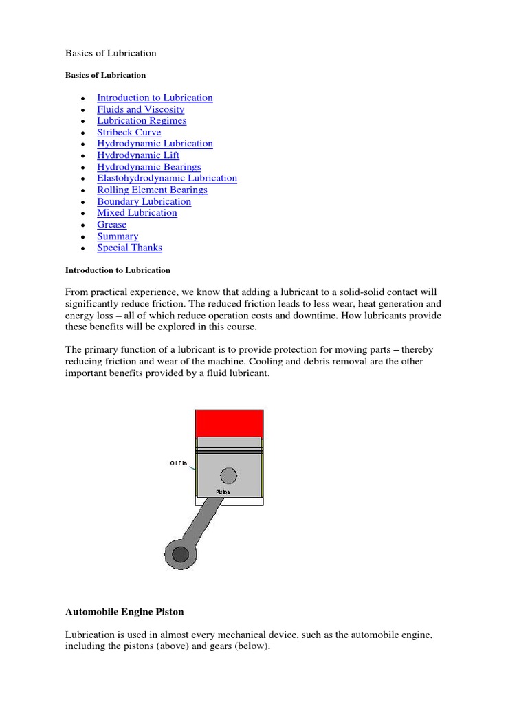 Basics of Lubrication PDF Bearing (Mechanical) Lubricant