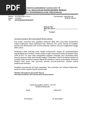 Surat Permohonan Takjil Ramadhan