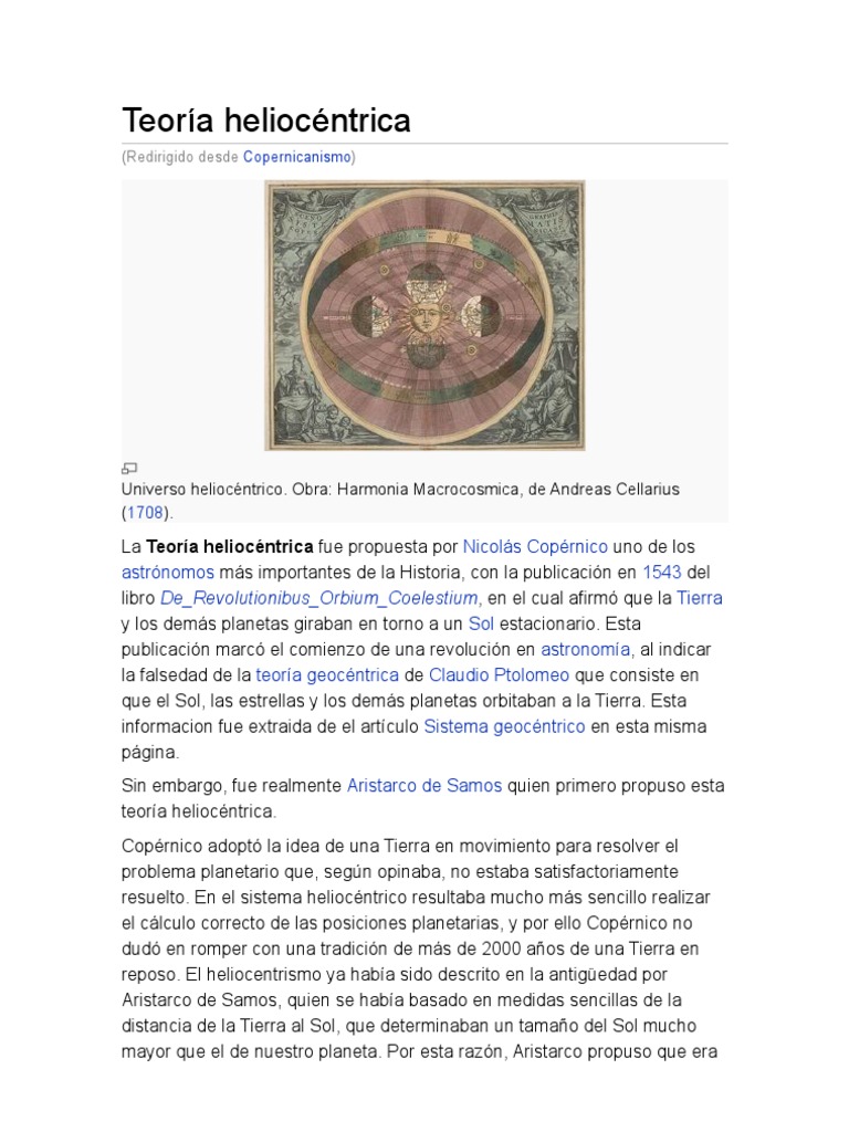 Teoría Heliocéntrica | PDF | Heliocentrismo | Astronomía antigua
