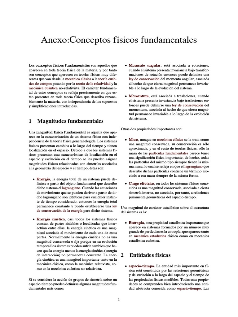 1. Conceptos Físicos Fundamentales Mecánica Física y