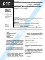 NBR 13321 - 1995 - Membrana Acrilica Com Armadura Para Impermeabilizacao