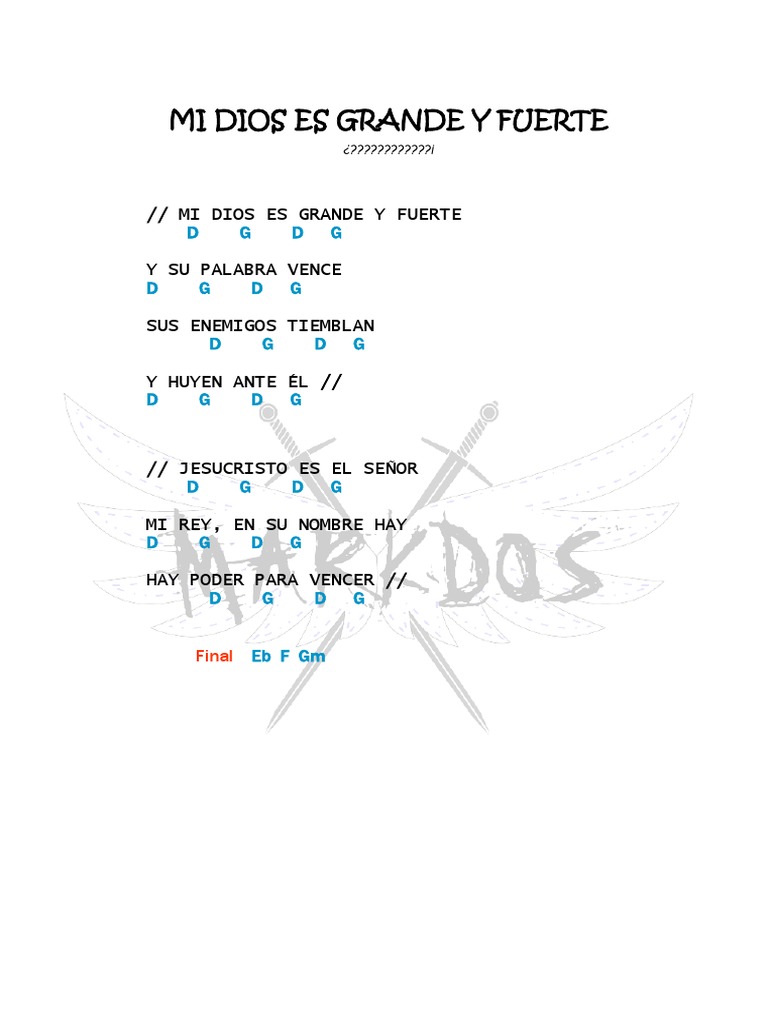 Mi Dios Es Grande y Fuerte | PDF, image size:768x1024