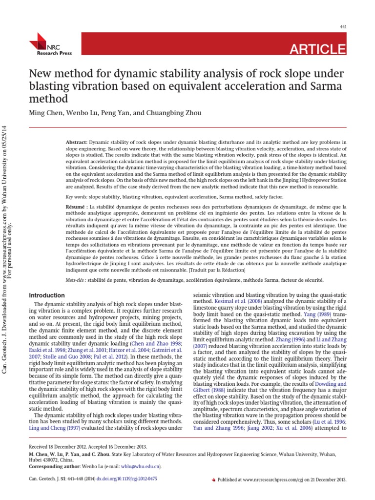 Dynamic Stability of Rock Slopes Analysis | PDF | Waves | Earthquakes