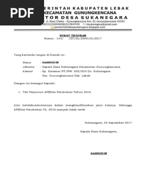 Surat Teguran Dan Surat Perintah Kepala Desa