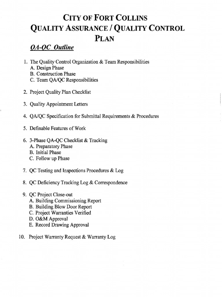 Qa QC Plan | PDF