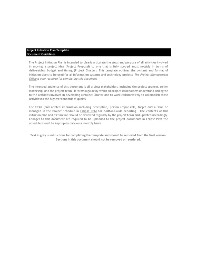 Project Initiation Plan Template | PDF | Project Management | Communication