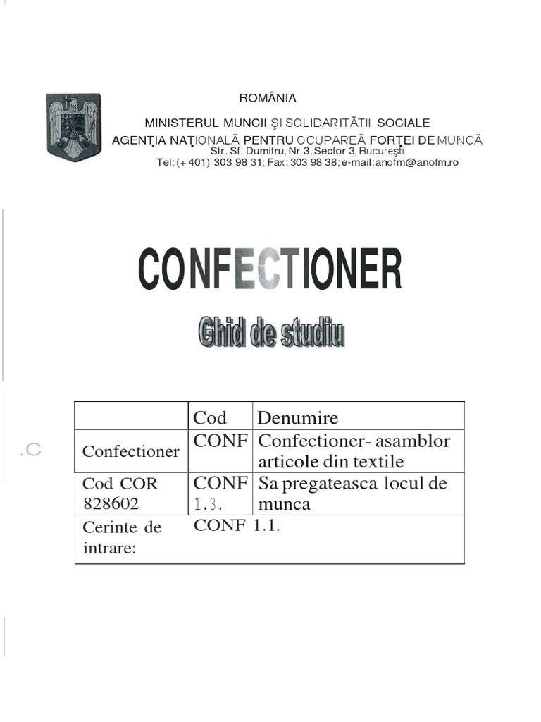 Suport de Curs Confectioner | PDF