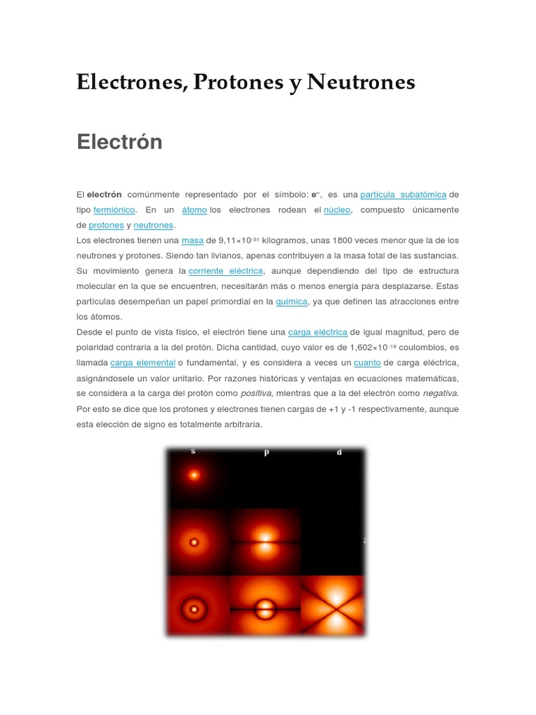 Electrones, Protones y Neutrones | PDF | Protón | Neutrón
