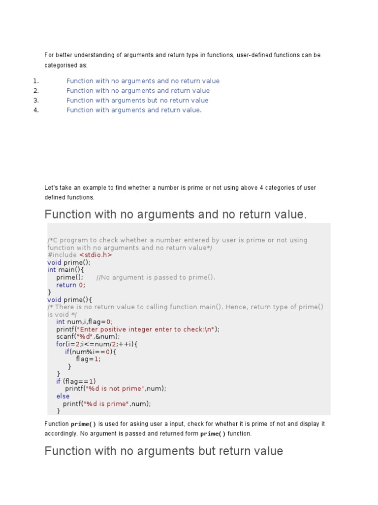 Function With No Arguments and No Return Value | PDF | Parameter ...