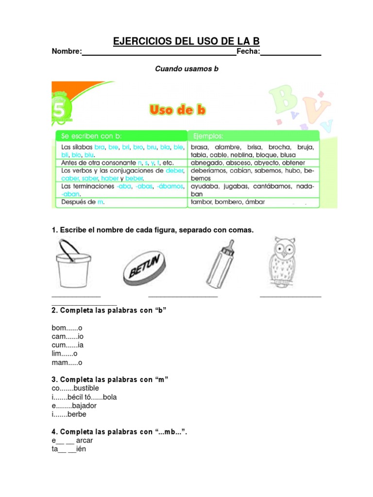 Ejercicios de uso de la B y V para 4° Primaria | PDF | Deportes | Ajedrez