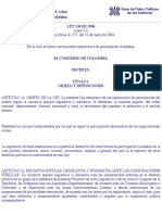 Colombia:Ley 134-94, Sobre Mecanismos de Participación Ciudadana.