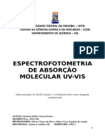 Relat-rio - Espectrofotometria de absor--o molecular UV-VIS.doc