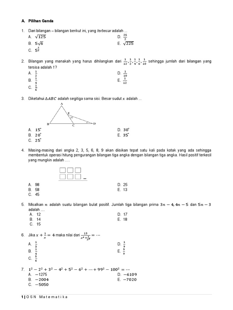 Soal OSN Matematika SMP 2025 | PDF