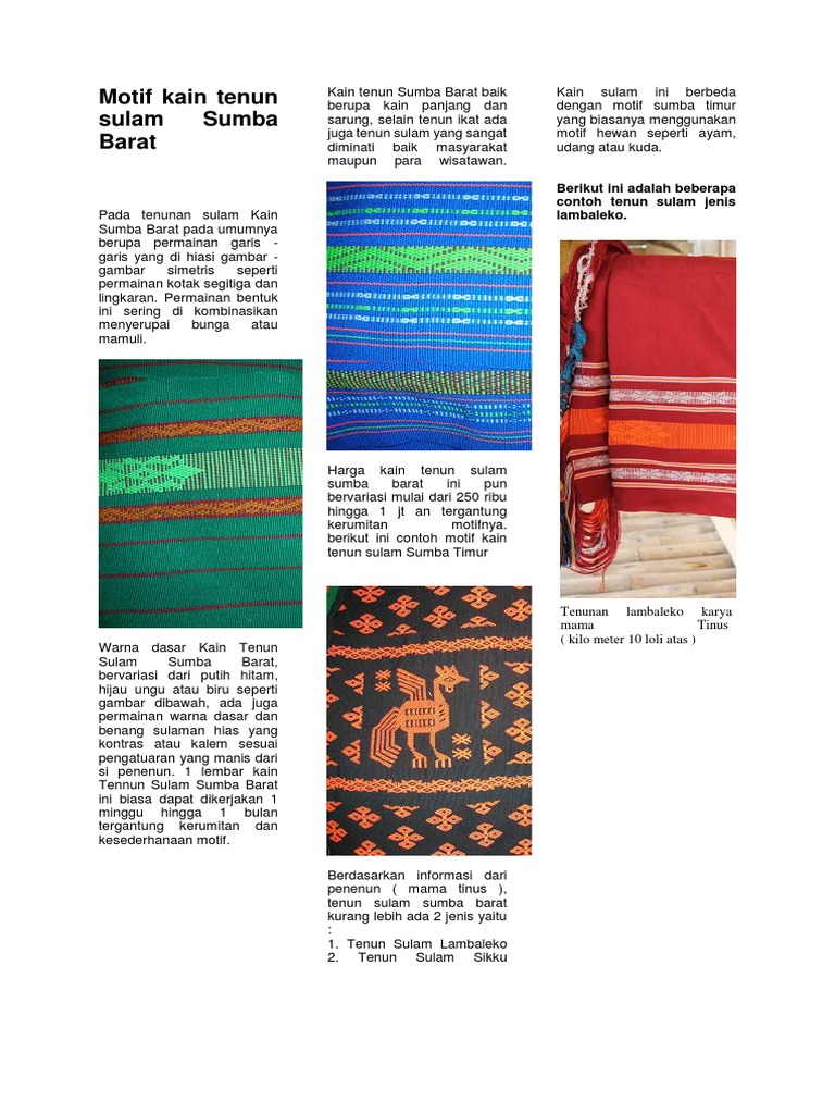Motif Kain Tenun Sulam Sumba Barat | PDF