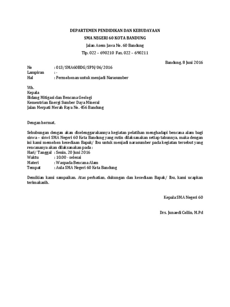 Contoh Surat Mohon Mengambil Menjadi Panel