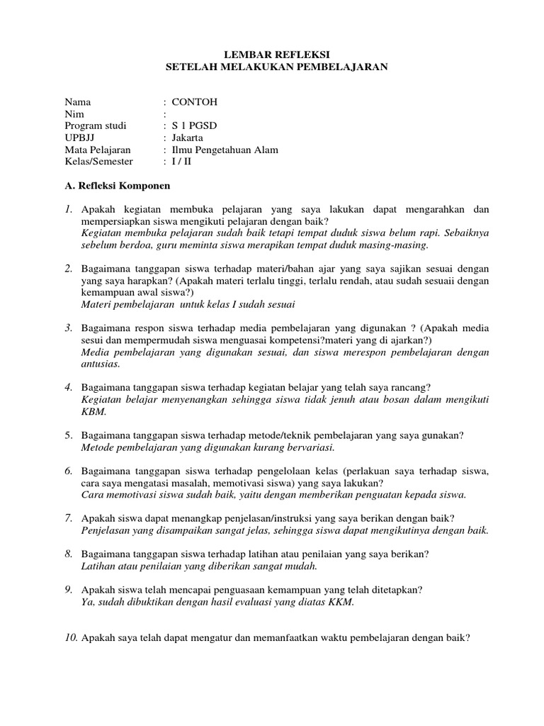 Lembar Refleksi Pkm Ut