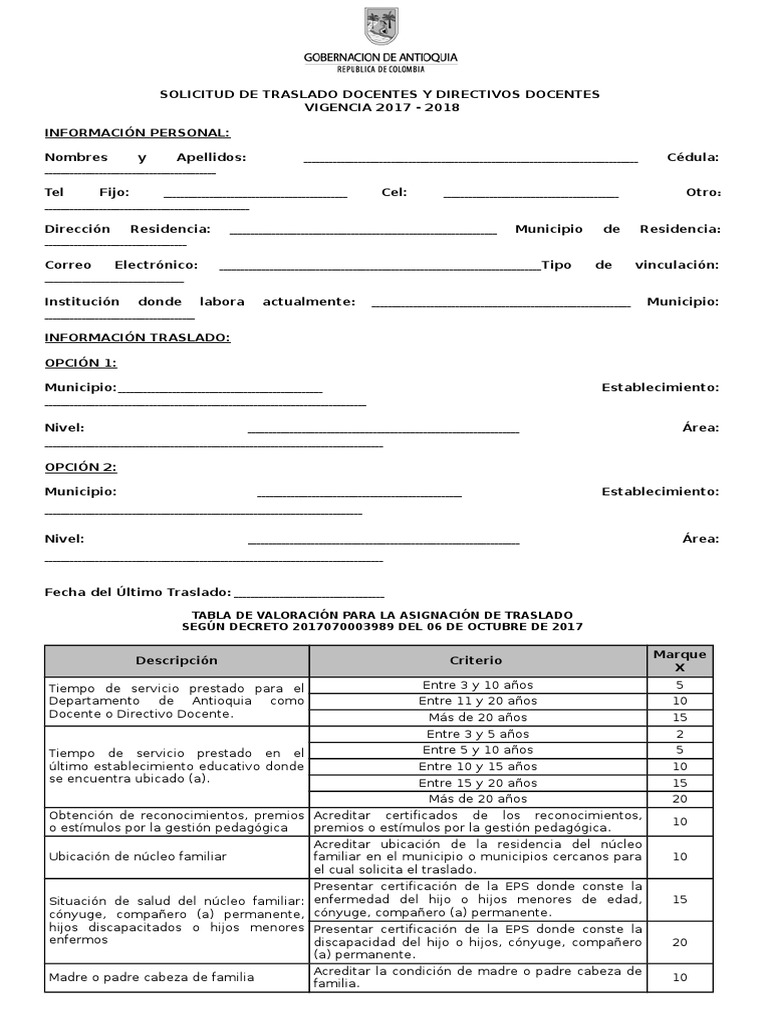 Formato Traslado 2017 2018 PDF Bienestar Medicina