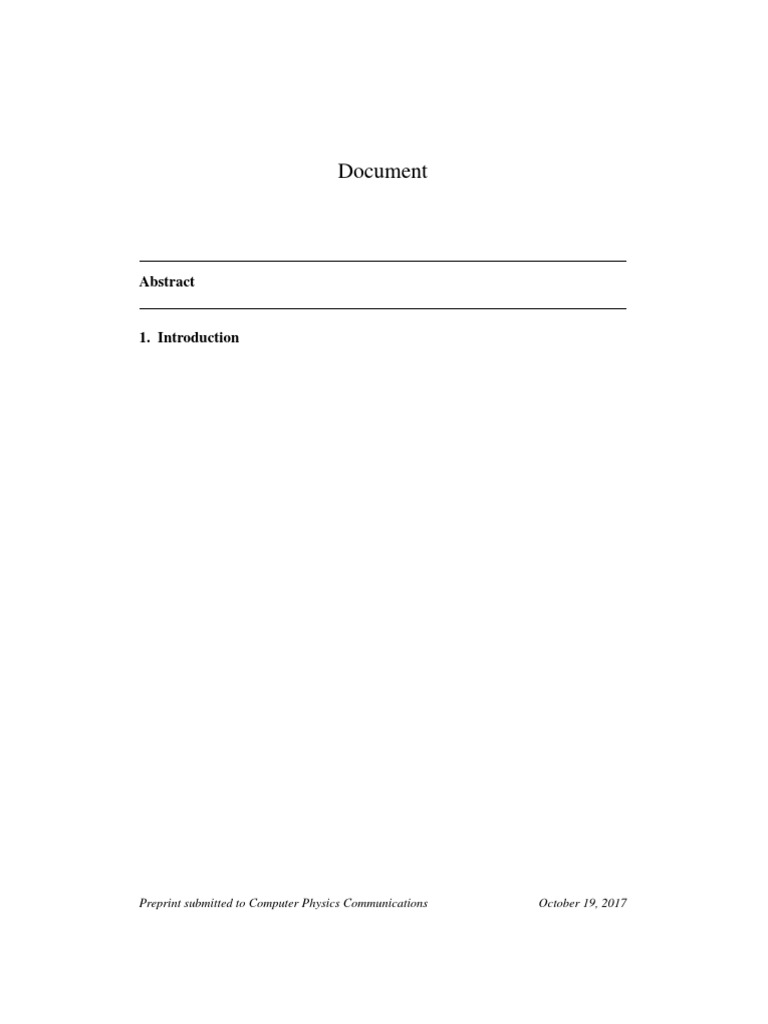 Document: Preprint Submitted To Computer Physics Communications October ...