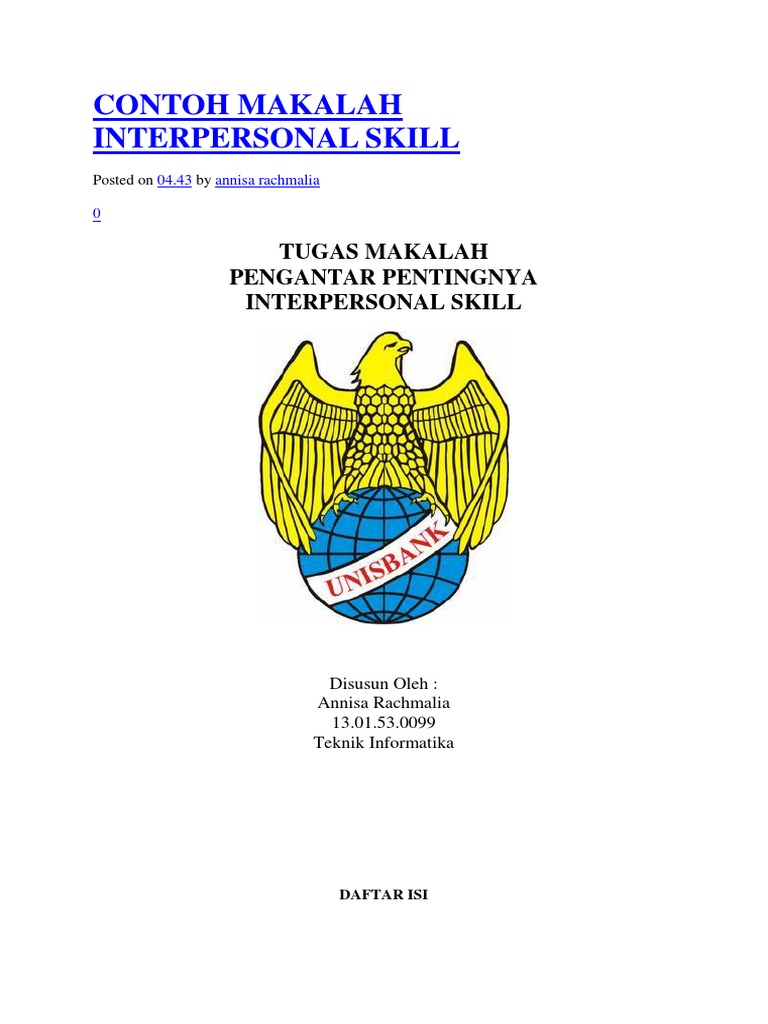 Contoh Makalah Interpersonal Skill