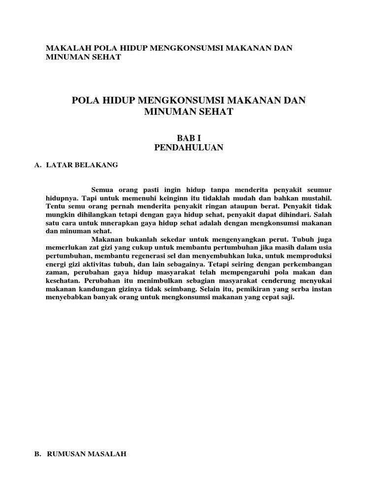 Contoh Makalah Tentang Pola Makan Sehat Bergizi Dan Seimbang Dikdasmen