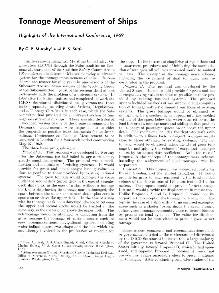 Tonnage Measurement of Ships, Sname PDF Tonnage Shipbuilding