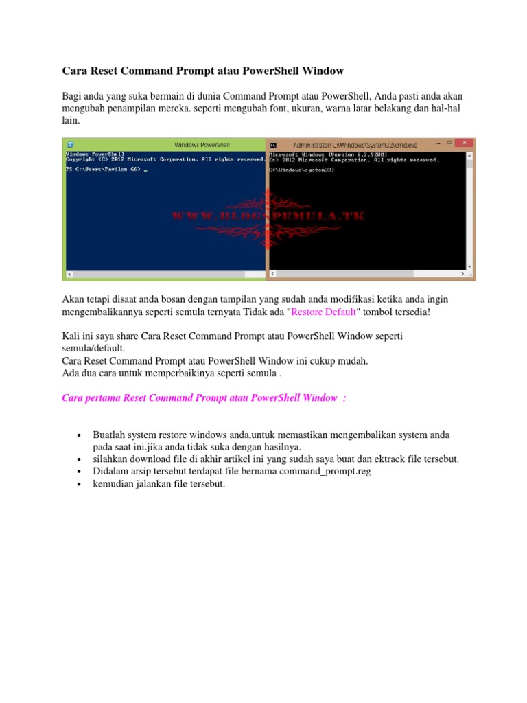 Reset Command Prompt dan PowerShell | PDF