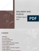 Bailment and Pledge: Indian Special Contract Act