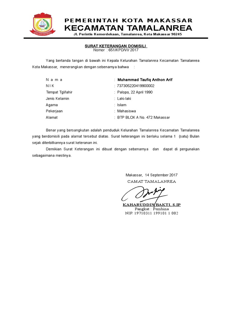 Contoh surat keterangan domisili makassar Bahkan penyidik kembali menghadirkan dua orang saksi yakni Ketua DPRD Sumatera Selatan periode 2014-2018 Giri Ramanda Kiemas.