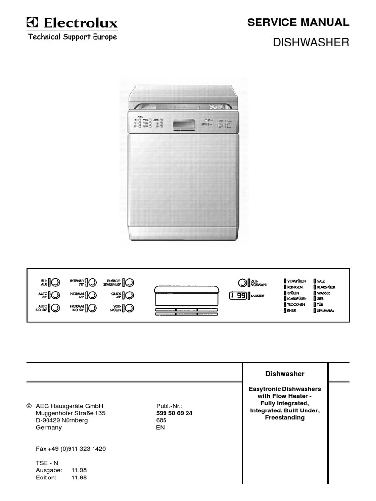 Aeg Favorit Manual Servicio PDF Dishwasher Ion Exchange