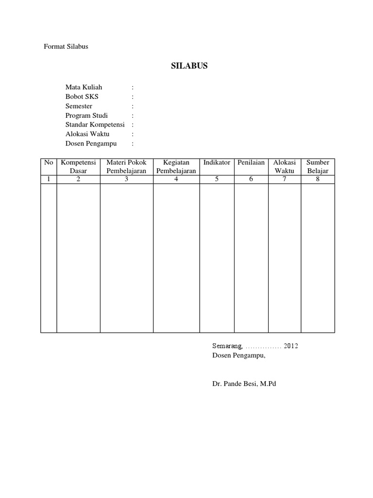 Format Silabus dan RPP Pendidikan | PDF