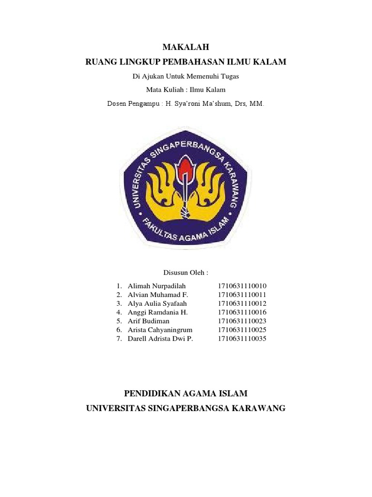 Makalah Ruang Lingkup Ilmu Kalam