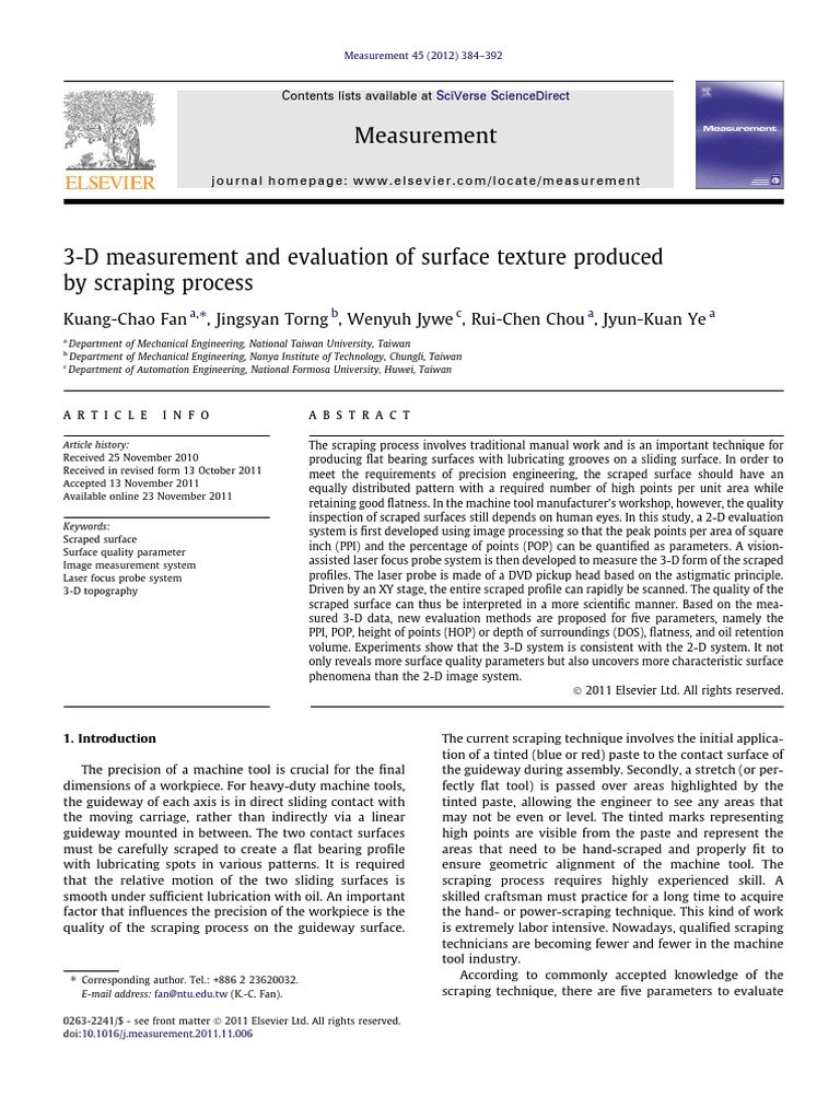 3D Evaluation of Scraped Surface Texture | PDF | Lens (Optics ...