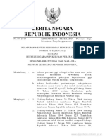 Peraturan Menteri Kesehatan Nomor 587 Tahun 2012 Tentang Penyelenggaraan Pekerjaan Perawat Gigi
