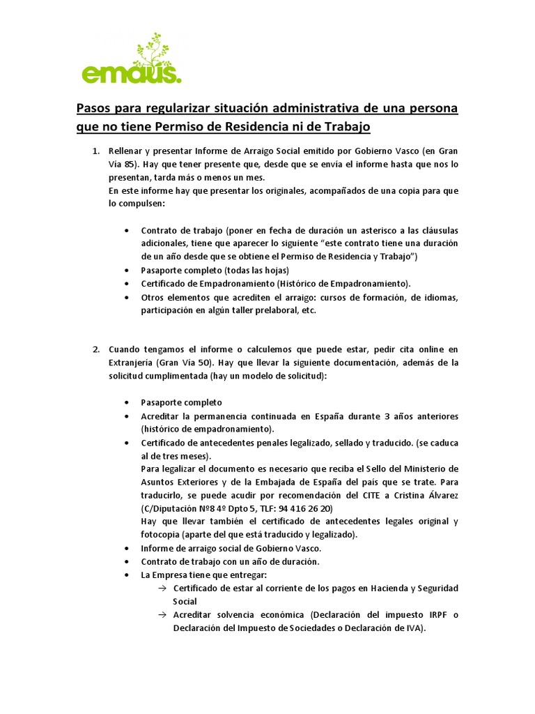 Informacion Sobre Arraigo Social Pdf Gobierno