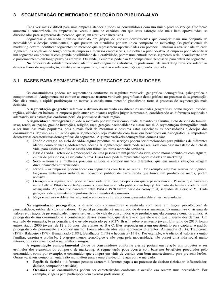 Segmentação de Mercado e Público-Alvo | PDF | Segmentação de mercado ...