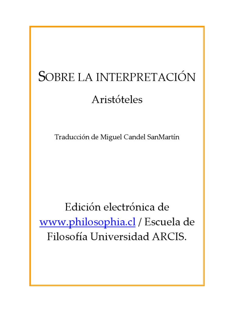Aristteles - Sobre La Interpretacin PDF | PDF