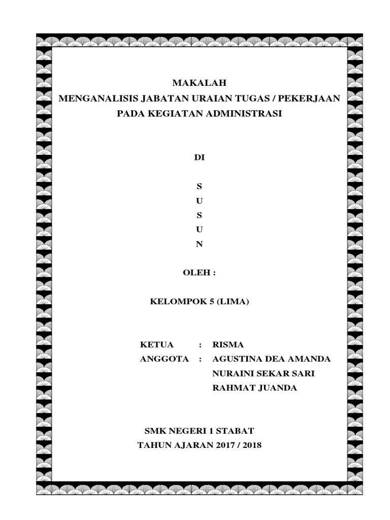Makalah Menganalisis Jabatan Uraian Tugas Pekerjaan Pada 